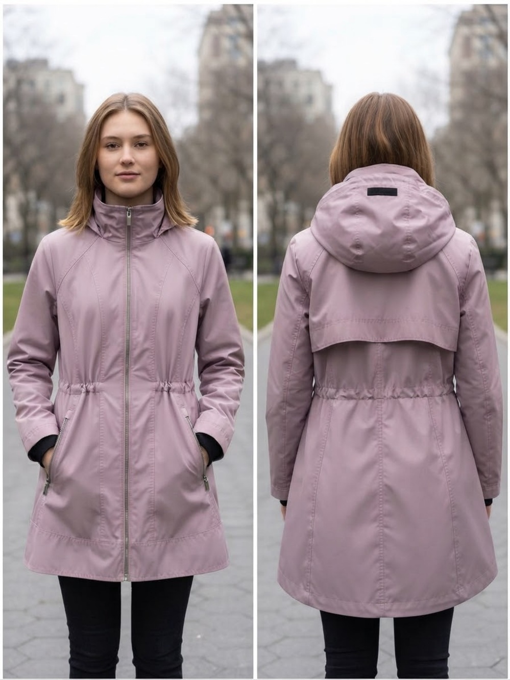 Calvin Klein Performance Hidden Hood Water Resistant Windbreaker Parka Coat